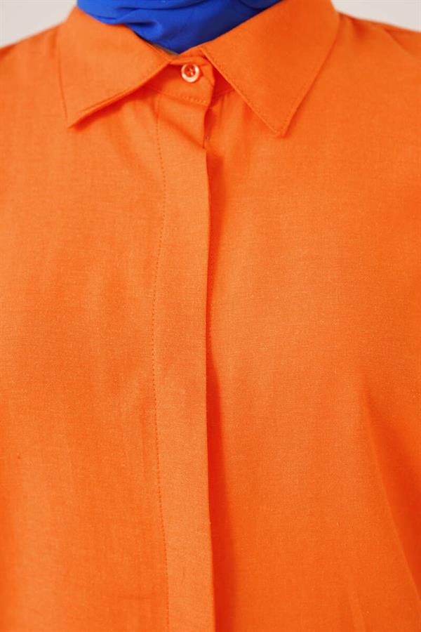Classic Collar Oval Cut Orange Shirt