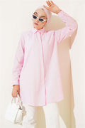 Classic Collar Oval Cut Pink Shirt
