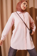 Classic Collar Oval Cut Powder Pink Shirt