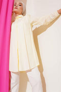 Classic Collar Oval Cut Yellow Shirt