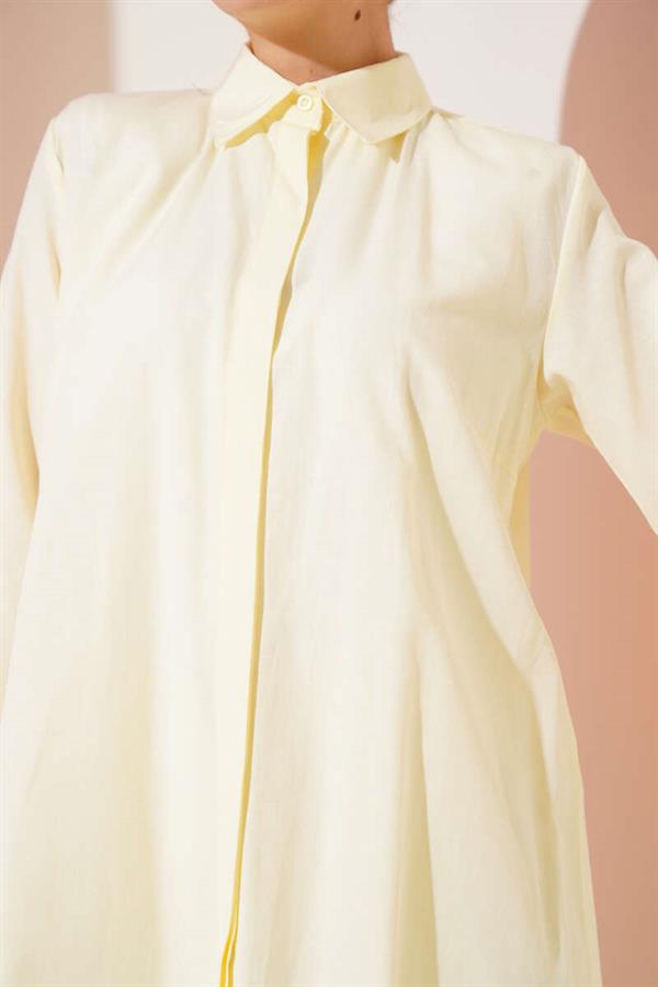 Classic Collar Oval Cut Yellow Shirt