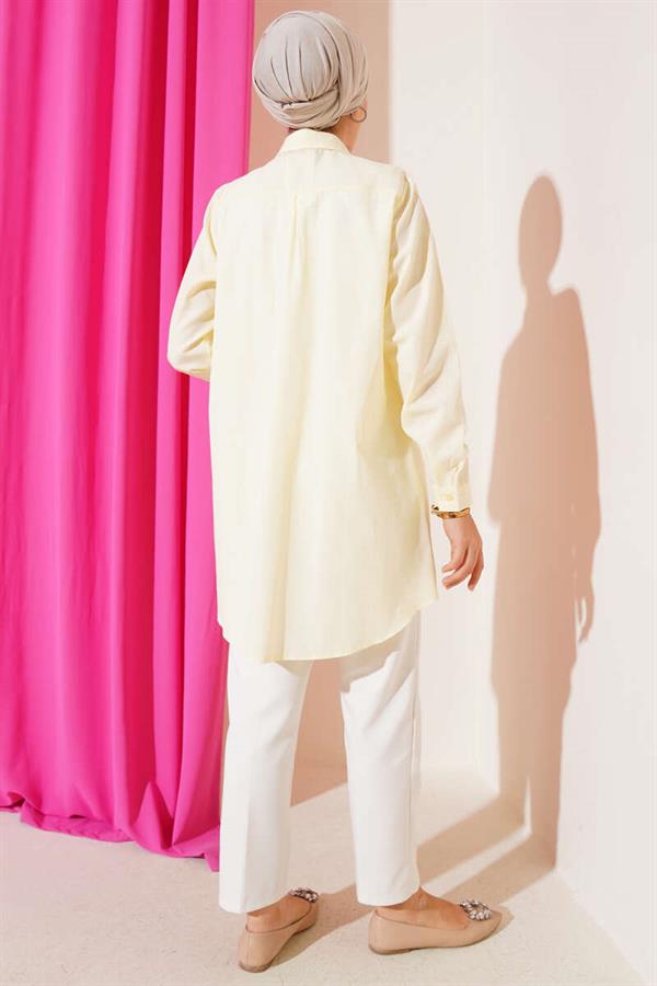 Classic Collar Oval Cut Yellow Shirt