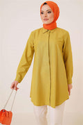 Classic Collar Oval Cut Oil Green Shirt