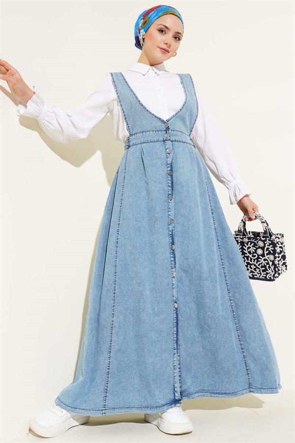 Flared Waist Elastic Vest Open Jeans