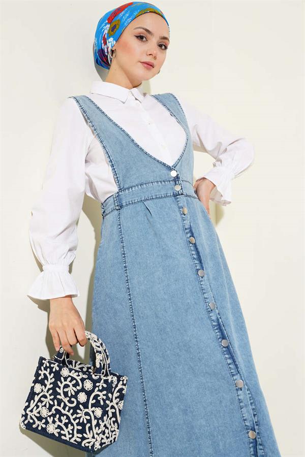 Flared Waist Elastic Vest Open Jeans