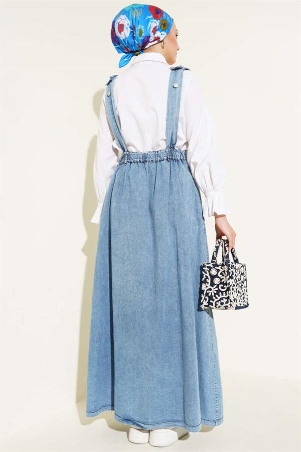 Flared Waist Elastic Vest Open Jeans