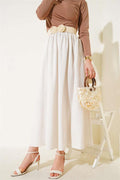 Flared Zippered Skirt Beige