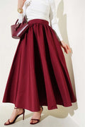 Flared Taffeta Skirt Claret Red