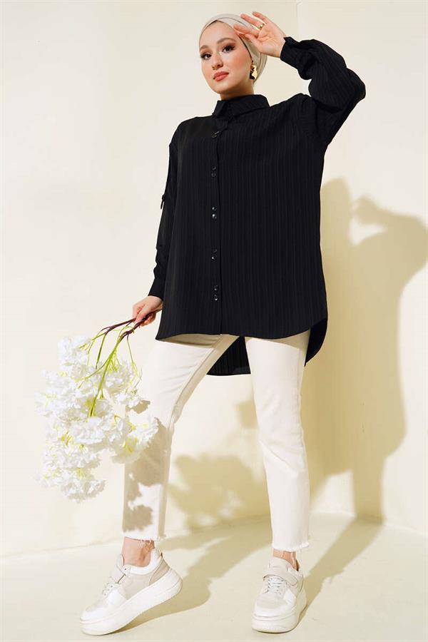 Sleeve Epaulette Shirt Black