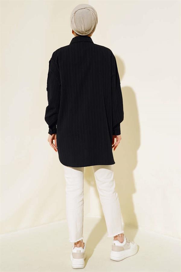 Sleeve Epaulette Shirt Black