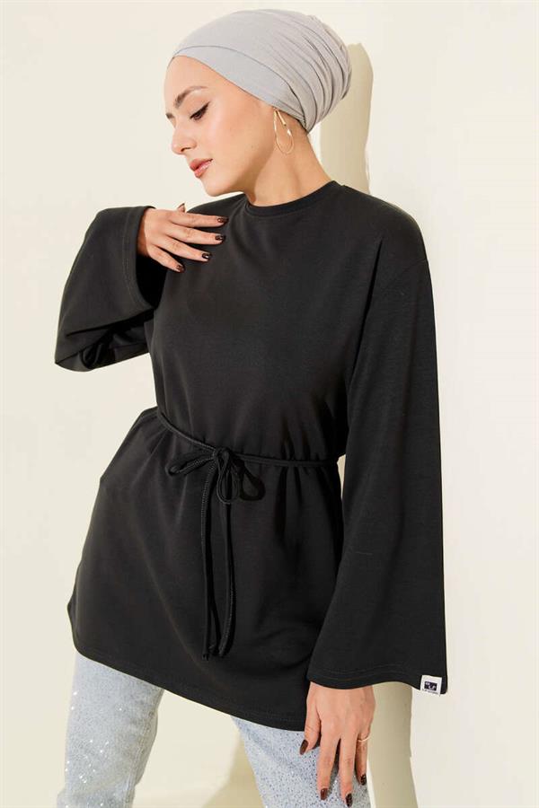 Loysha Rope Belted Tunic with Sleeve Crests Anthracite