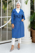 Sleeve Tied Removable Belted Trench Coat Indigo
