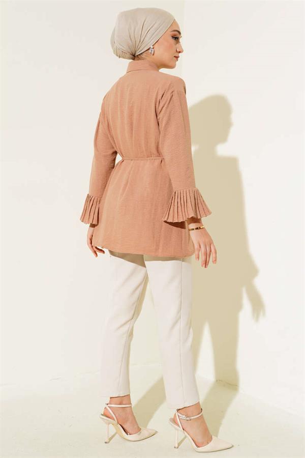 Cuff Pleated Shirt Latte
