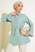 Cuff Pleated Shirt Mint