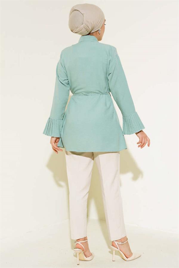 Cuff Pleated Shirt Mint