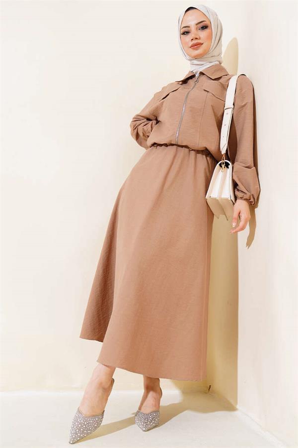 Mink Skirted 2 Piece Set with Elastic Wrists
