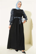 Sleeve-Embroidered Dress Indigo