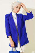 Folded Sleeve Pocket Detailed Jacket Saxe
