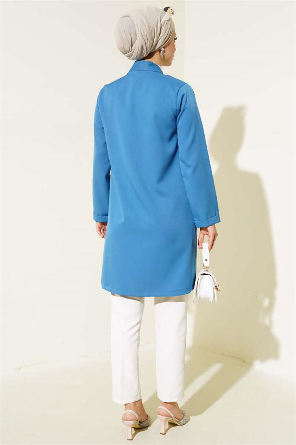 Long Sleeve Folded Jacket Indigo