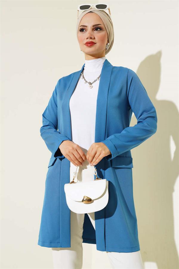 Long Sleeve Folded Jacket Indigo