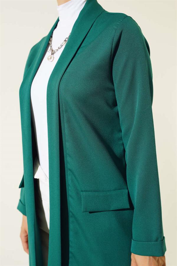 Long Sleeve Folded Jacket Emerald