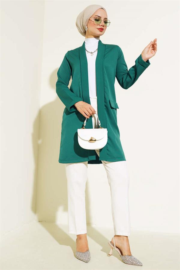 Long Sleeve Folded Jacket Emerald