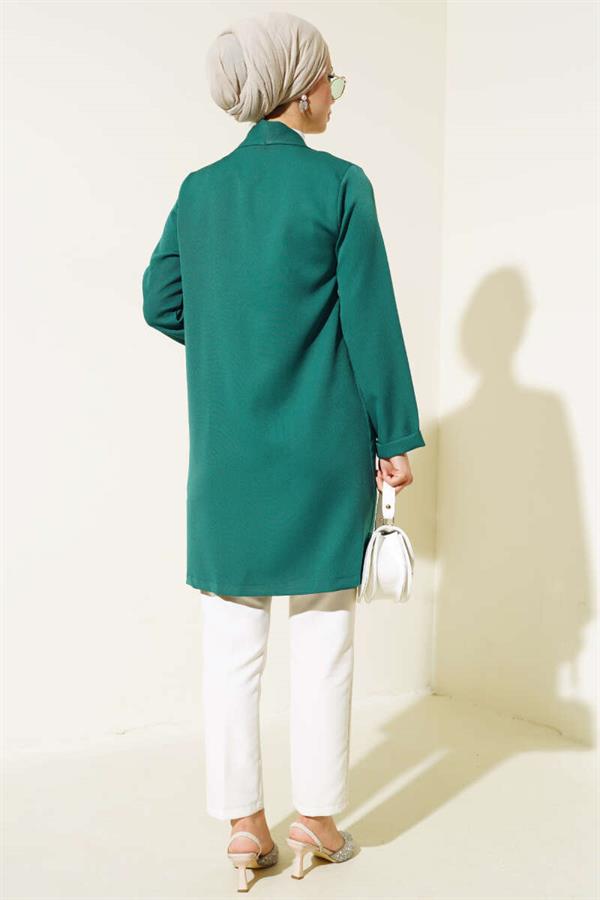 Long Sleeve Folded Jacket Emerald