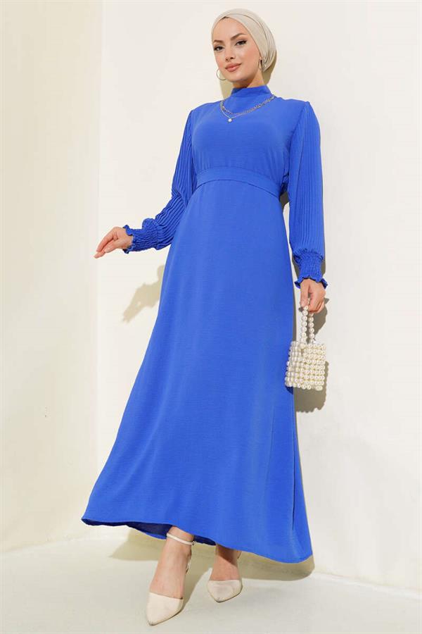 Sleeve Pleated Dress Saxe
