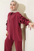 2 Piece Set with Armhole Tunnels, Burgundy