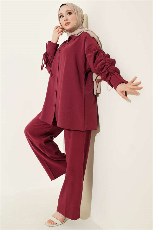 2 Piece Set with Armhole Tunnels, Burgundy