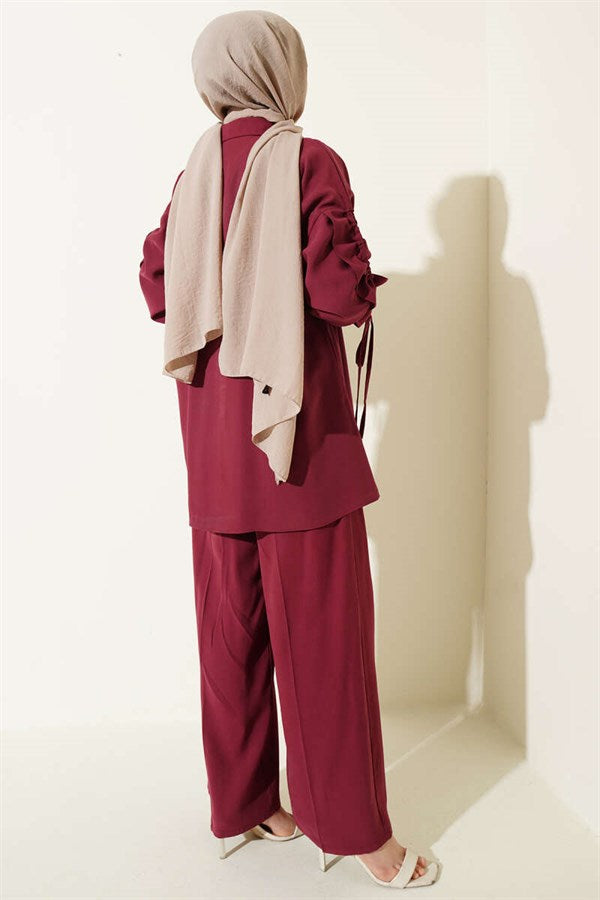 2 Piece Set with Armhole Tunnels, Burgundy
