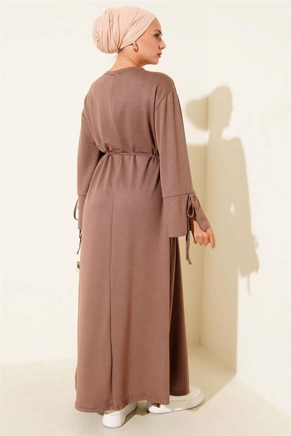 Mink Dress with Lace Detail at the Sleeve Ends