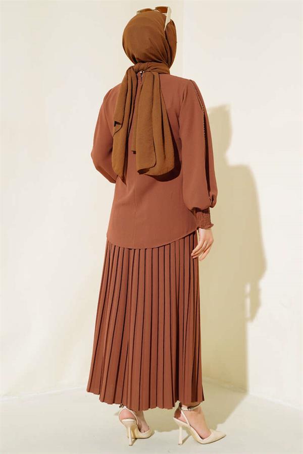  Arm Side Stone Crepe Set Tan