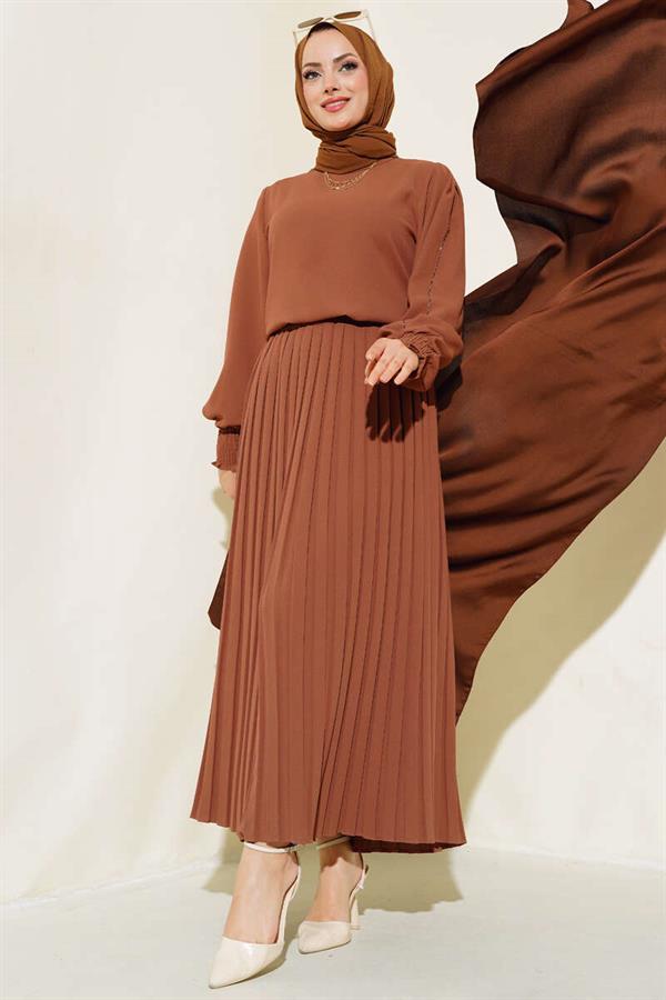  Arm Side Stone Crepe Set Tan