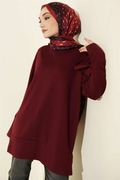 Loisha Tunic with Sleeve Slit, Burgundy