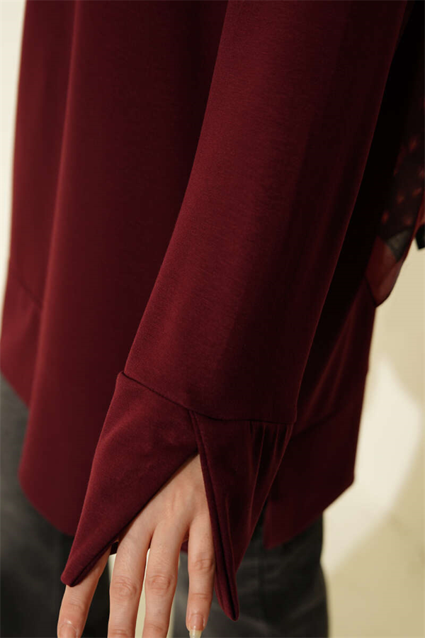 Loisha Tunic with Sleeve Slit, Burgundy