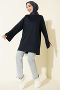 Navy Blue Loisha Tunic with Sleeve Slit