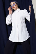 White Shirt with Lace Detail on Sleeves