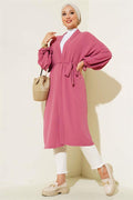 Aerobin Cardigan with Laced Sleeves Magenta