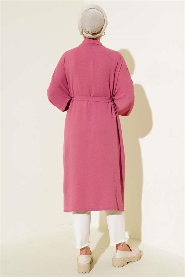 Aerobin Cardigan with Laced Sleeves Magenta