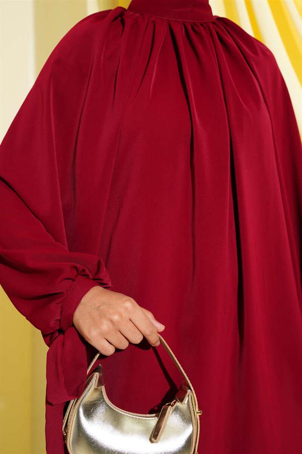 2 Piece Set with Tied Sleeves, Claret Red