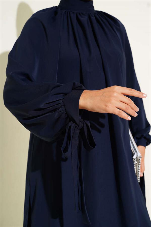 2 Piece Set with Tied Sleeves - Navy Blue