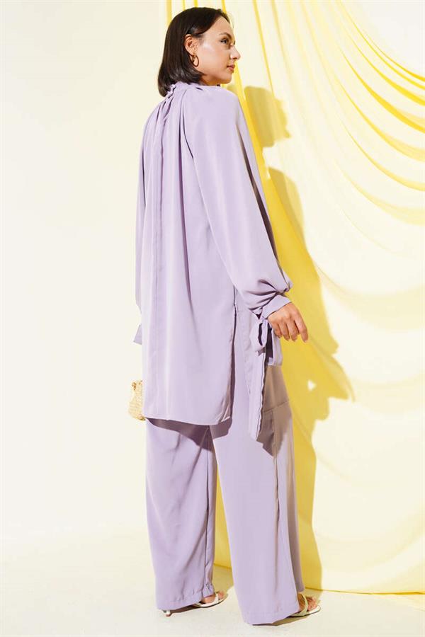 2 Piece Set with Tied Sleeves, Lilac