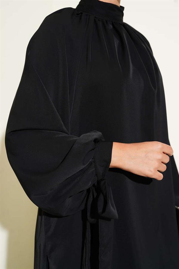 2 Piece Set with Tied Sleeves, Black
