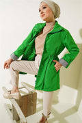 Trench Coat with Folded Sleeves Pistachio Green