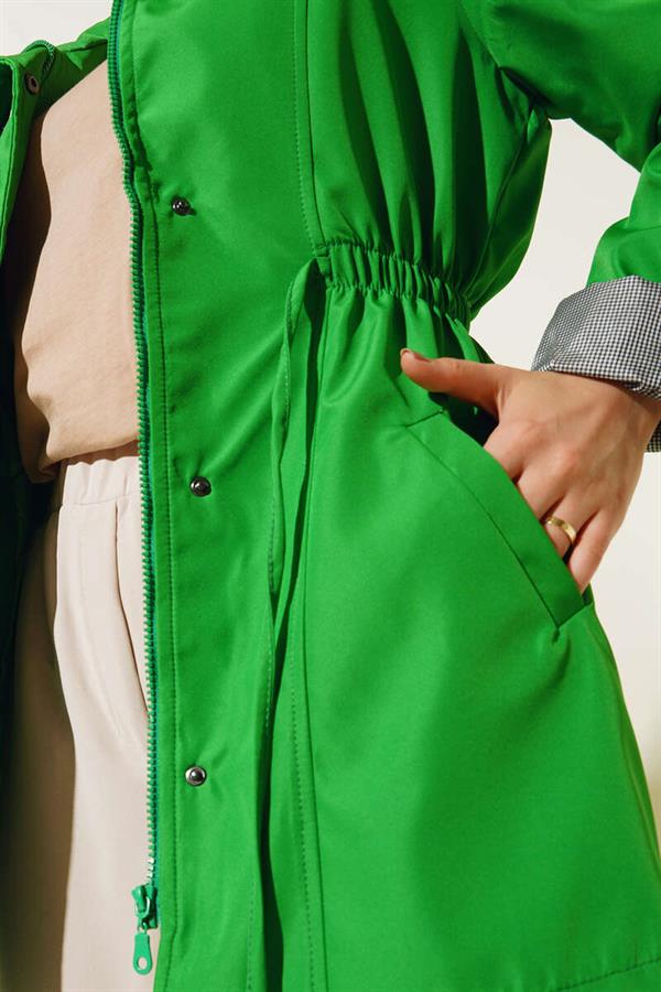 Trench Coat with Folded Sleeves Pistachio Green