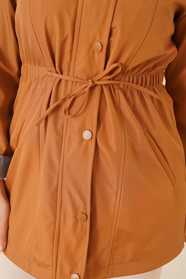  Trench Coat with Folded Sleeves Tan