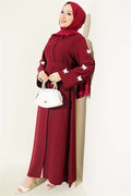 Burgundy Dress with Butterfly Embellishments on Sleeves