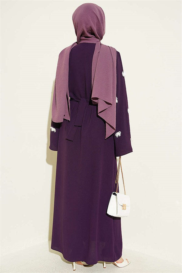 Purple Dress with Butterfly Embellishments on Sleeves