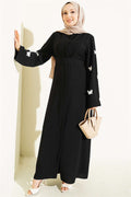 Black Dress with Butterfly Embellished Sleeves